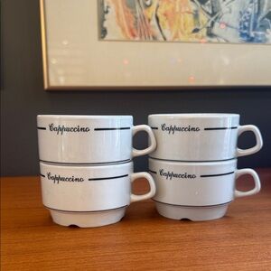 White Cappuccino Cups Set vintage restaurant ware set of 4